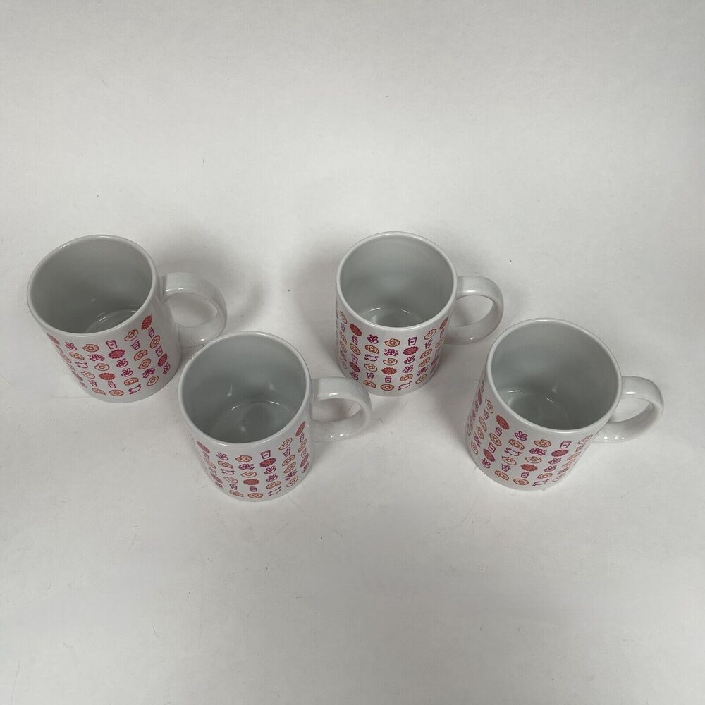 Dunkin Donuts Holiday Coffee Cups Mugs White Pink Orange Multicolor Lot of 4 - Picture 3 of 9